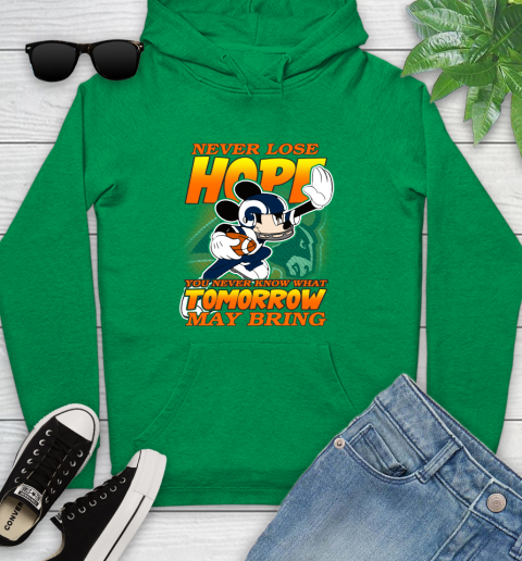 Los Angeles Rams NFL Football Mickey Disney Never Lose Hope Youth Hoodie 9