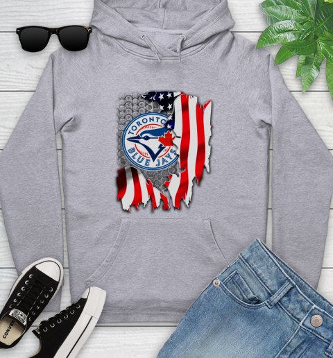Toronto Blue Jays MLB Baseball American Flag Youth Hoodie 6