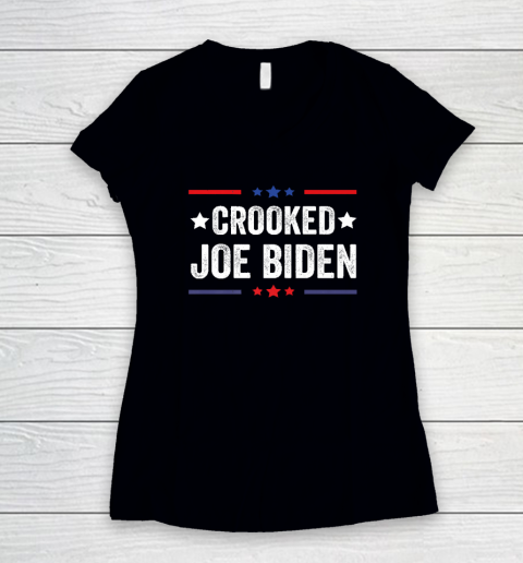 Crooked Joe Biden Trump Quote Called Joe Biden Crooked Women's V-Neck T-Shirt