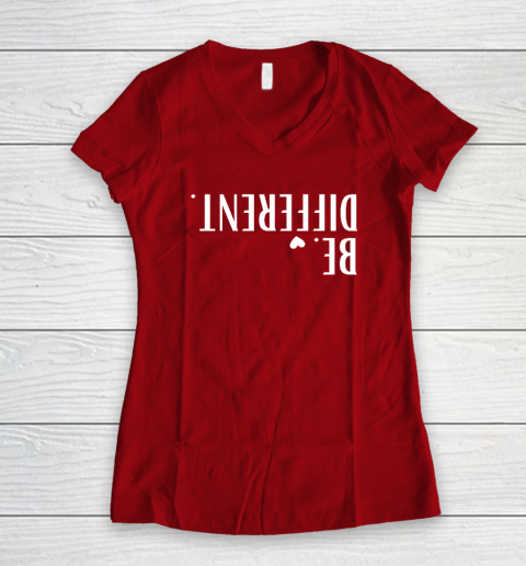 Funny Upside Down Be Different Women's V-Neck T-Shirt 6