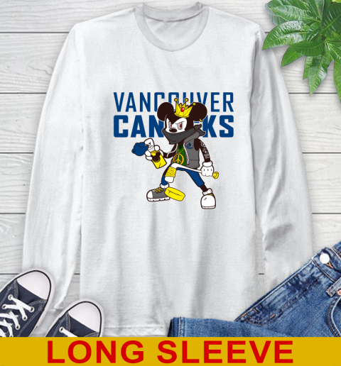 Vancouver Canucks NHL Hockey Mickey Peace Sign Sports Long Sleeve T-Shirt