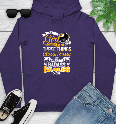 Pittsburgh Steelers NFL Football A Girl Should Be Three Things Classy Sassy And A Be Badass Fan Youth Hoodie 5