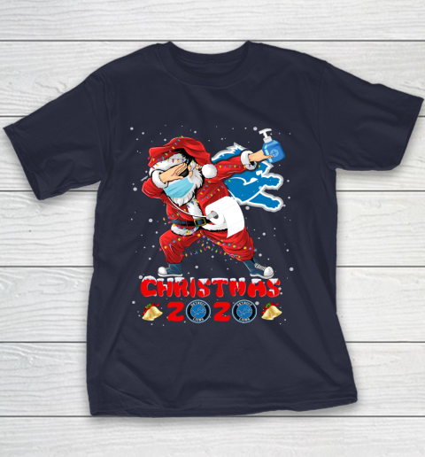 Detroit Lions Funny Santa Claus Dabbing Christmas 2020 NFL Youth T-Shirt 2