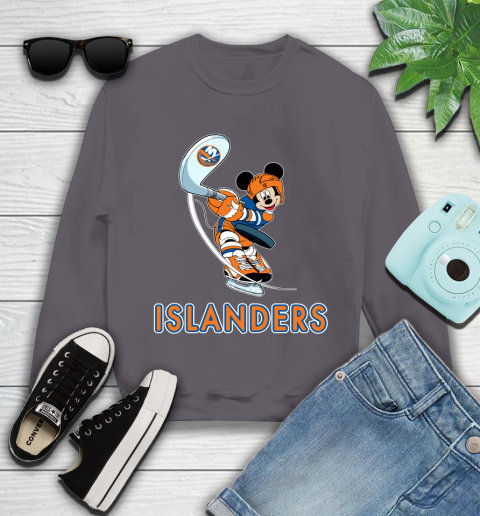 NHL Hockey New York Islanders Cheerful Mickey Mouse Shirt Youth Sweatshirt 5