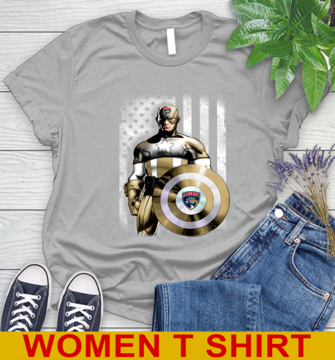 Florida Panthers NHL Hockey Captain America Marvel Avengers American Flag Shirt Women's T-Shirt 5