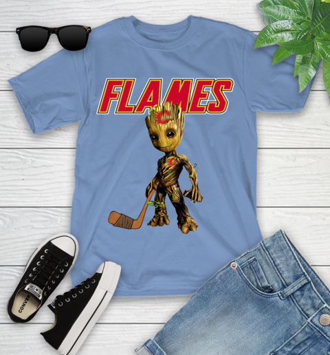 Calgary Flames NHL Hockey Groot Marvel Guardians Of The Galaxy Youth T-Shirt 11