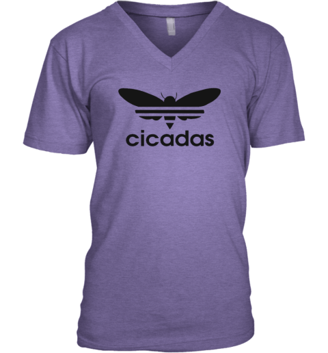 Trending Cicadas Shirt Cicada 2024 V-Neck T-Shirt jl6u trending cicadas shirt cicada 2024 v neck unisex 8 front heather purple