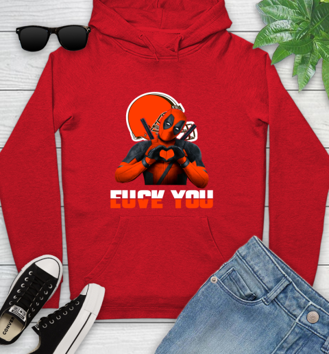 NHL Cleveland Browns Deadpool Love You Fuck You Football Sports Youth Hoodie 12
