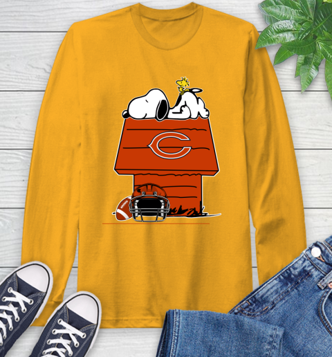 Chicago Bears NFL Football Snoopy Woodstock The Peanuts Movie Long Sleeve T-Shirt 3