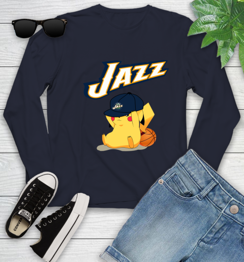 NBA Pikachu Basketball Sports Utah Jazz Youth Long Sleeve 3