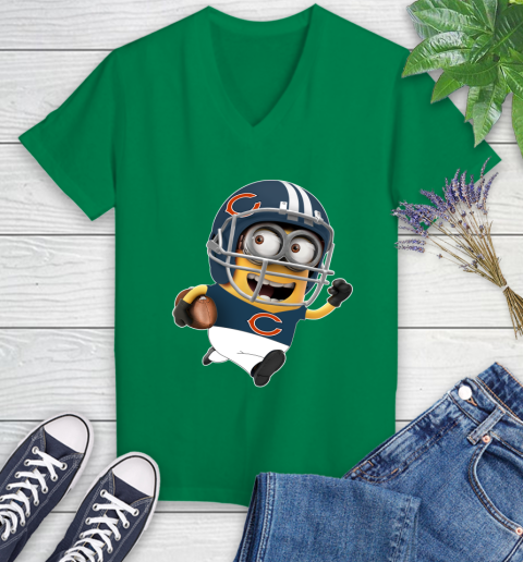 NFL Chicago Bears Minions Disney Football Sports Women's V-Neck T-Shirt 5