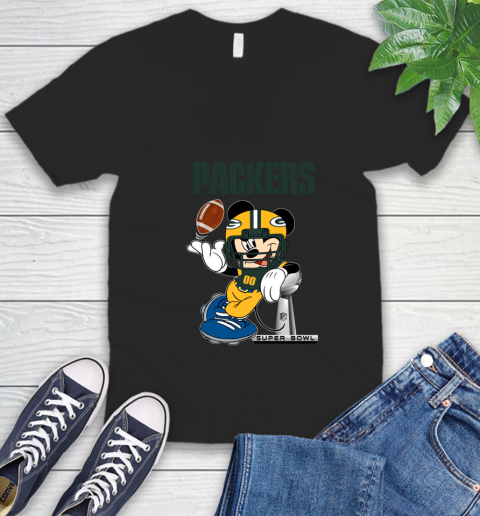 NFL Green Bay Packers Mickey Mouse Disney Super Bowl Football T Shirt V-Neck T-Shirt 2
