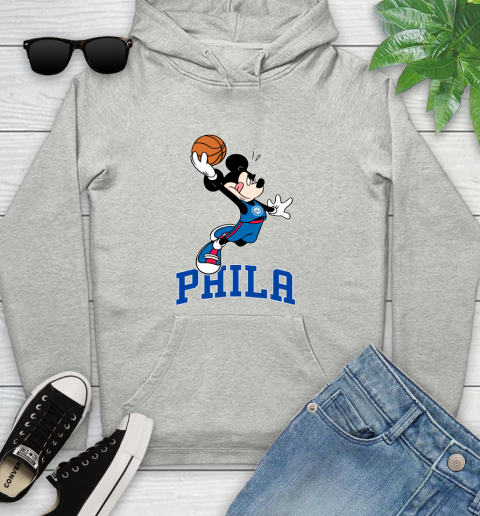 NBA Basketball Philadelphia 76ers Cheerful Mickey Mouse Shirt Youth Hoodie 2