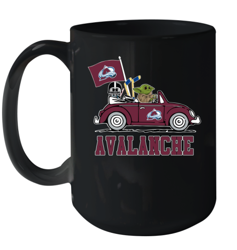 NHL Hockey Colorado Avalanche Darth Vader Baby Yoda Driving Star Wars Shirt Ceramic Mug 15oz 2