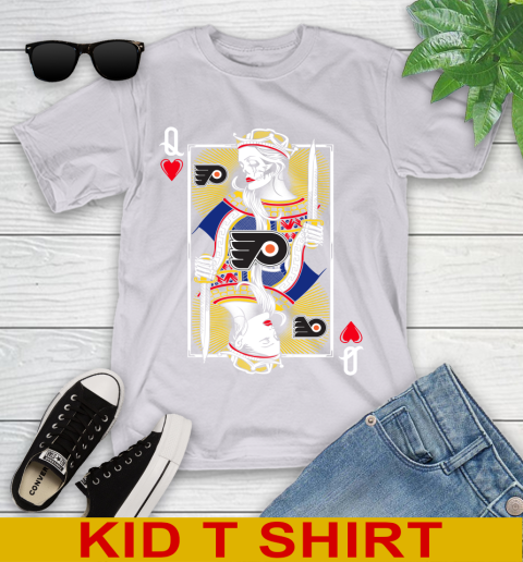 NHL Hockey Philadelphia Flyers The Queen Of Hearts Card Shirt Youth T-Shirt 4
