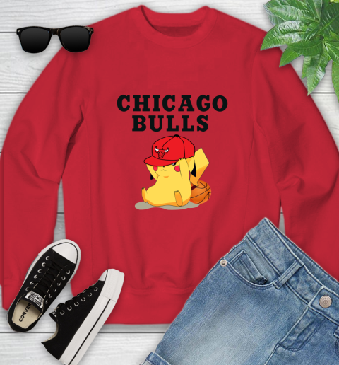 NBA Pikachu Basketball Sports Chicago Bulls Youth Sweatshirt 9