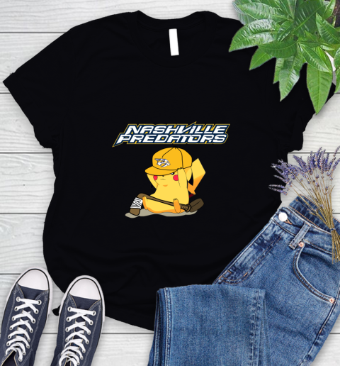 NHL Pikachu Hockey Sports Nashville Predators Women's T-Shirt 2