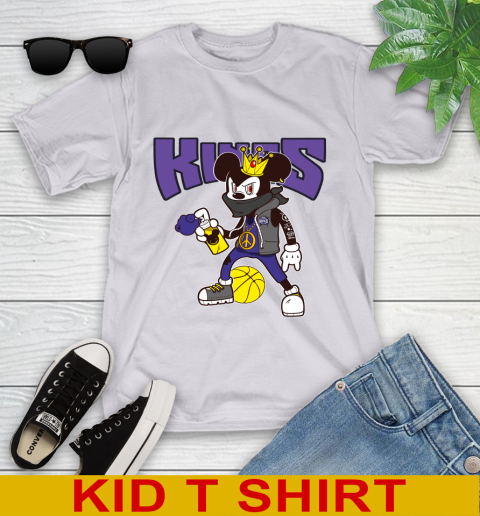 Sacramento Kings NBA Basketball Mickey Peace Sign Sports Youth T-Shirt 5