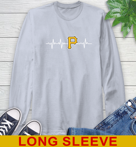 Pittsburgh Pirates MLB Baseball Heart Beat Shirt Long Sleeve T-Shirt 6