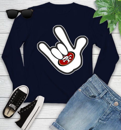 San Francisco 49ers NFL Football Mickey Rock Hand Disney Youth Long Sleeve 3