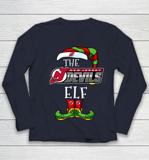 New Jersey Devils Christmas ELF Funny NHL Youth Long Sleeve 2