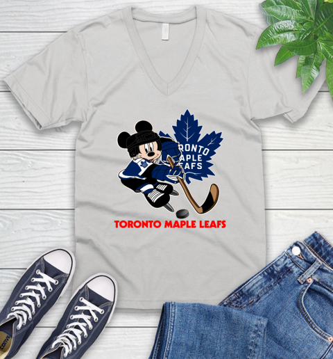 NHL Toronto Maple Leafs Mickey Mouse Disney Hockey T Shirt V-Neck T-Shirt