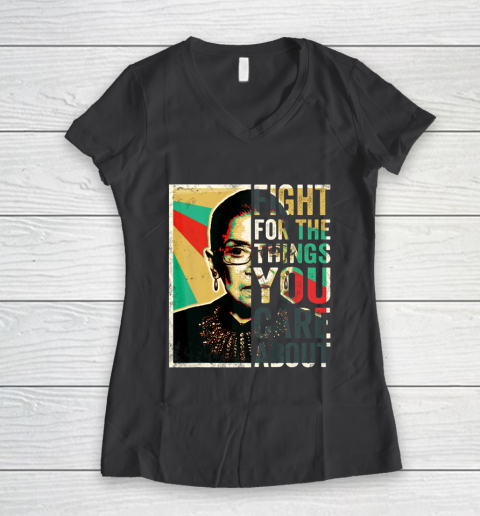 Notorious RBG Shirt Fight For The Things You Care About Vintage Rbg Women's V-Neck T-Shirt 6