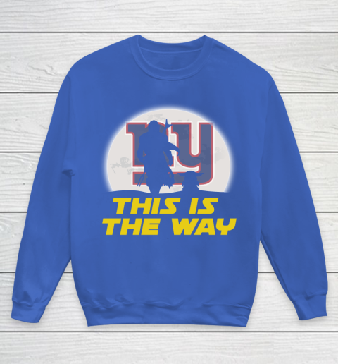 New York Giants NFL Football Star Wars Yoda And Mandalorian This Is The Way Youth Sweatshirt 6