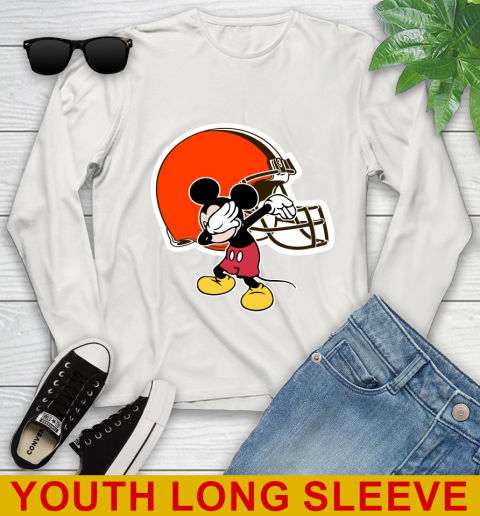 Cleveland Browns NFL Football Dabbing Mickey Disney Sports Youth Long Sleeve 12
