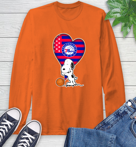 Philadelphia 76ers NBA Basketball The Peanuts Movie Adorable Snoopy Long Sleeve T-Shirt 5