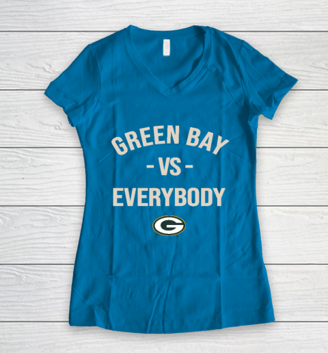 Green Bay Packers Vs Everybody Women's V-Neck T-Shirt 5