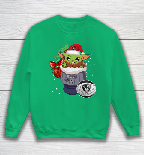 Brooklyn Nets Christmas Baby Yoda Star Wars Funny Happy NBA Sweatshirt 6