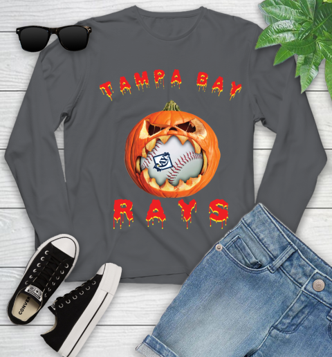 MLB Tampa Bay Rays Halloween Pumpkin Baseball Sports Youth Long Sleeve 8