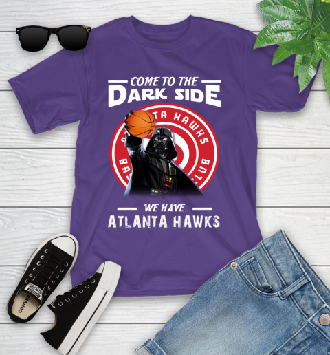 NBA Come To The Dark Side We Have Atlanta Hawks Star Wars Darth Vader Basketball Youth T-Shirt 3