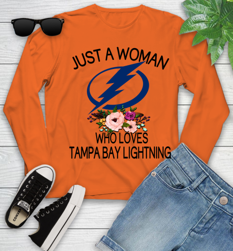 NHL Just A Woman Who Loves Tampa Bay Lightning Hockey Sports Youth Long Sleeve 2