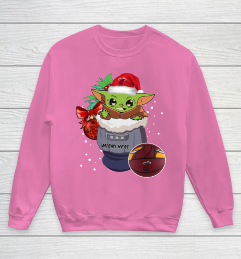 Miami Heat Christmas Baby Yoda Star Wars Funny Happy NBA Youth Sweatshirt 7