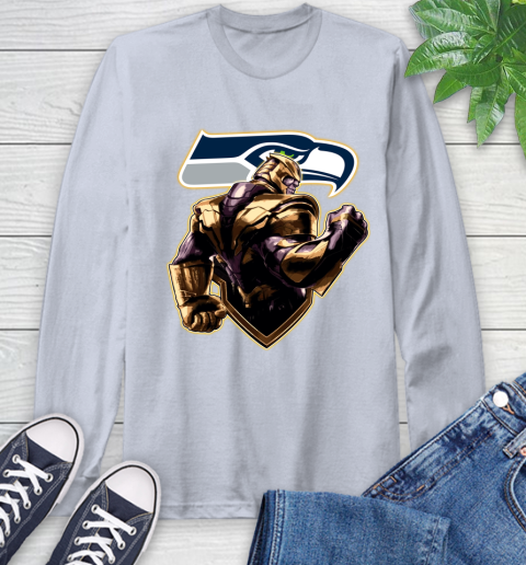 NFL Thanos Avengers Endgame Football Sports Seattle Seahawks Long Sleeve T-Shirt 6