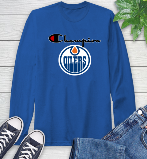 NHL Hockey Edmonton Oilers Champion Shirt Long Sleeve T-Shirt 7