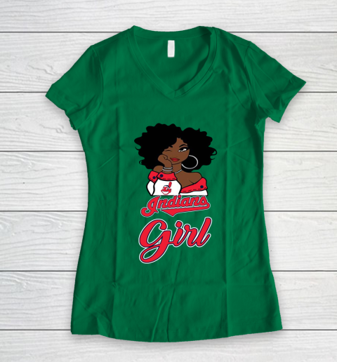 Cleveland Indians Girls Girl MLB Women's V-Neck T-Shirt 5
