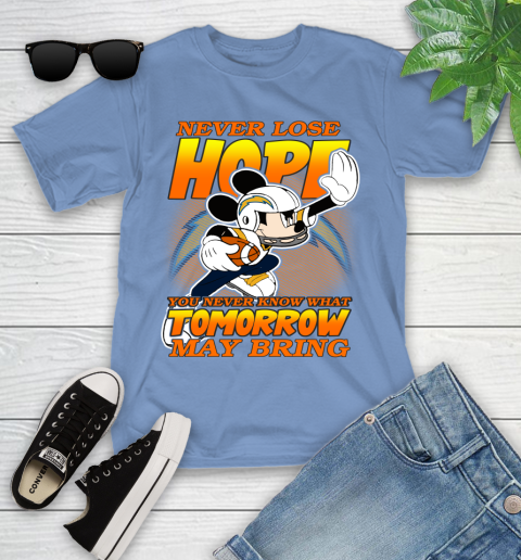 Los Angeles Chargers NFL Football Mickey Disney Never Lose Hope Youth T-Shirt 15