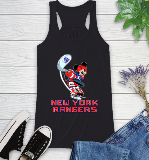 NHL Hockey New York Rangers Cheerful Mickey Mouse Shirt Racerback Tank