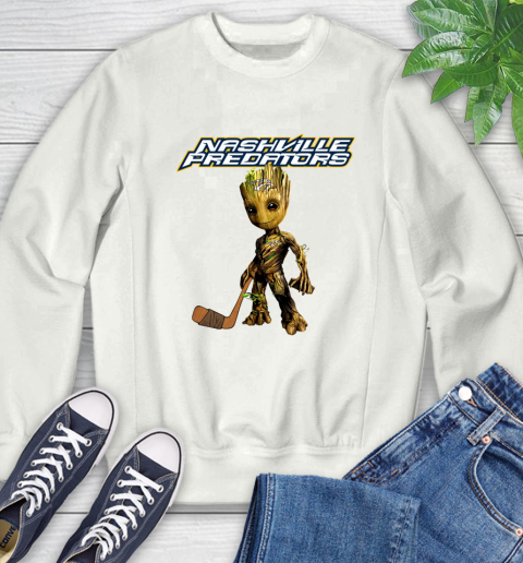 Nashville Predators NHL Hockey Groot Marvel Guardians Of The Galaxy Sweatshirt