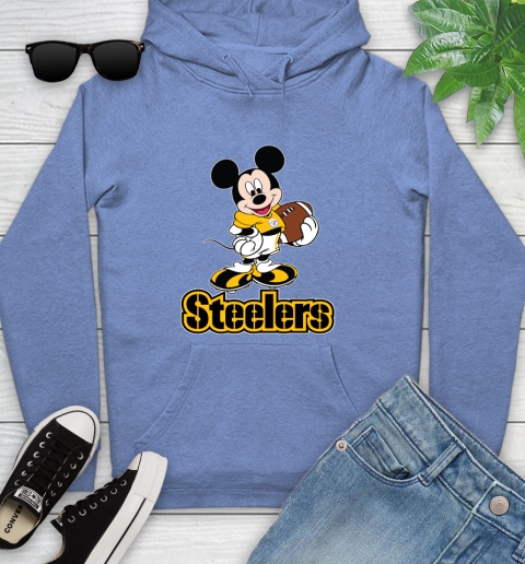 NFL Football Pittsburgh Steelers Cheerful Mickey Mouse Shirt Youth Hoodie 11