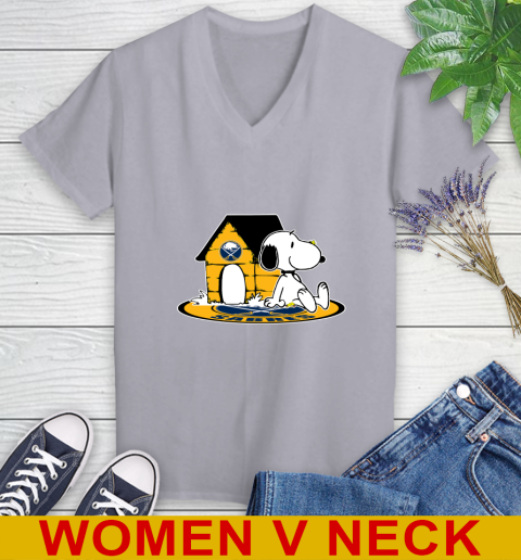 NHL Hockey Buffalo Sabres Snoopy The Peanuts Movie Shirt Women's V-Neck T-Shirt 5