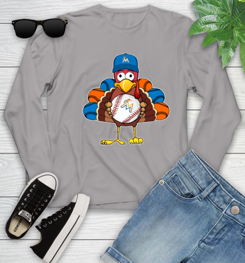 Miami Marlins Turkey thanksgiving Youth Long Sleeve 5