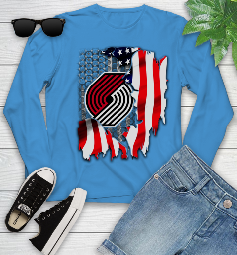Portland Trail Blazers NBA Basketball American Flag Youth Long Sleeve 8