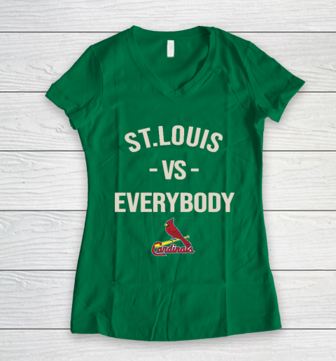 St.Louis Cardinals Vs Everybody Women's V-Neck T-Shirt 3