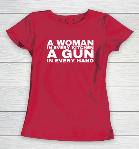 A Woman In Every Kitchen A Gun In Every Hand Shirt Sean Strickland Women's T-Shirt 7