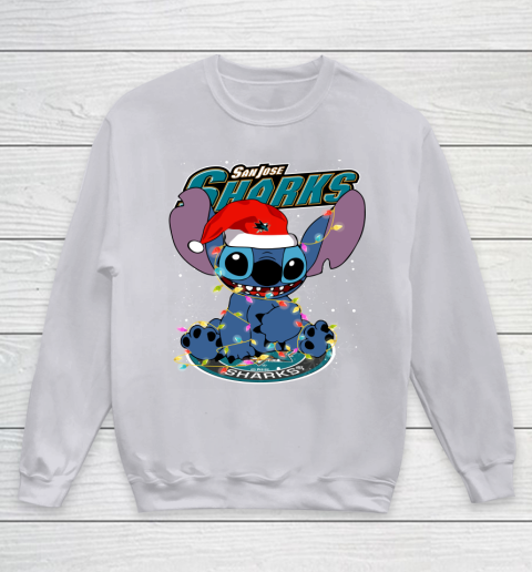 San Jose Sharks NHL Hockey noel stitch Christmas Youth Sweatshirt 2