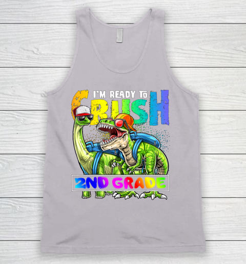 Next Level t shirts I m Ready To Crush 2nd Grade T Rex Dino Holding Pencil Back To School Tank Top 3